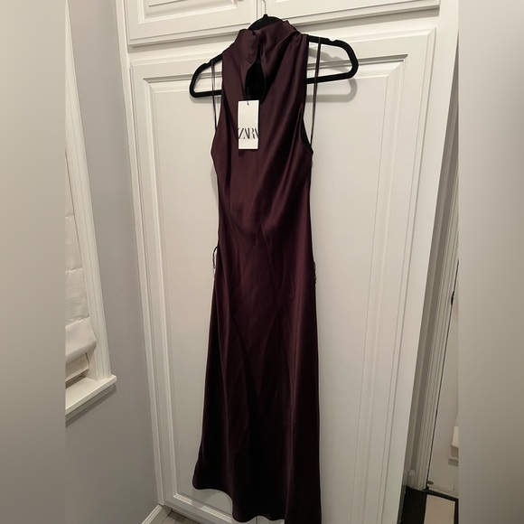 Zara Satin Sleeveless Top in Deep Brown - Picture 2 of 3